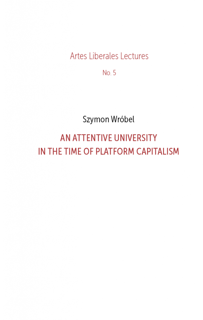 Book Cover: An Attentive University in the time of Platform Capitalism